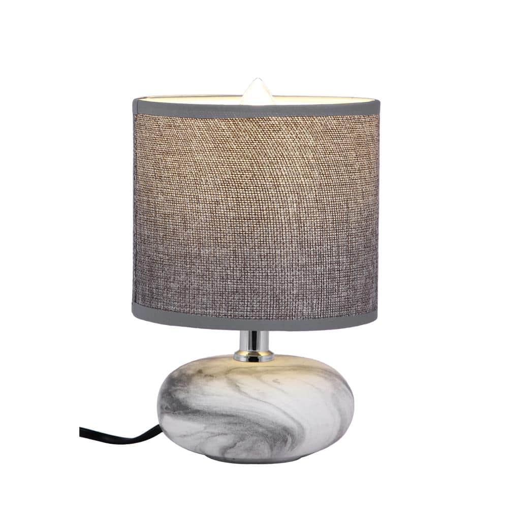 Grey and White Cylindrical Table Lamp