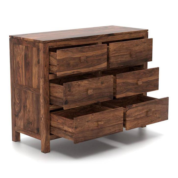 Magellan Solid Wood Chest of 6 Drawers in Teak Finish
