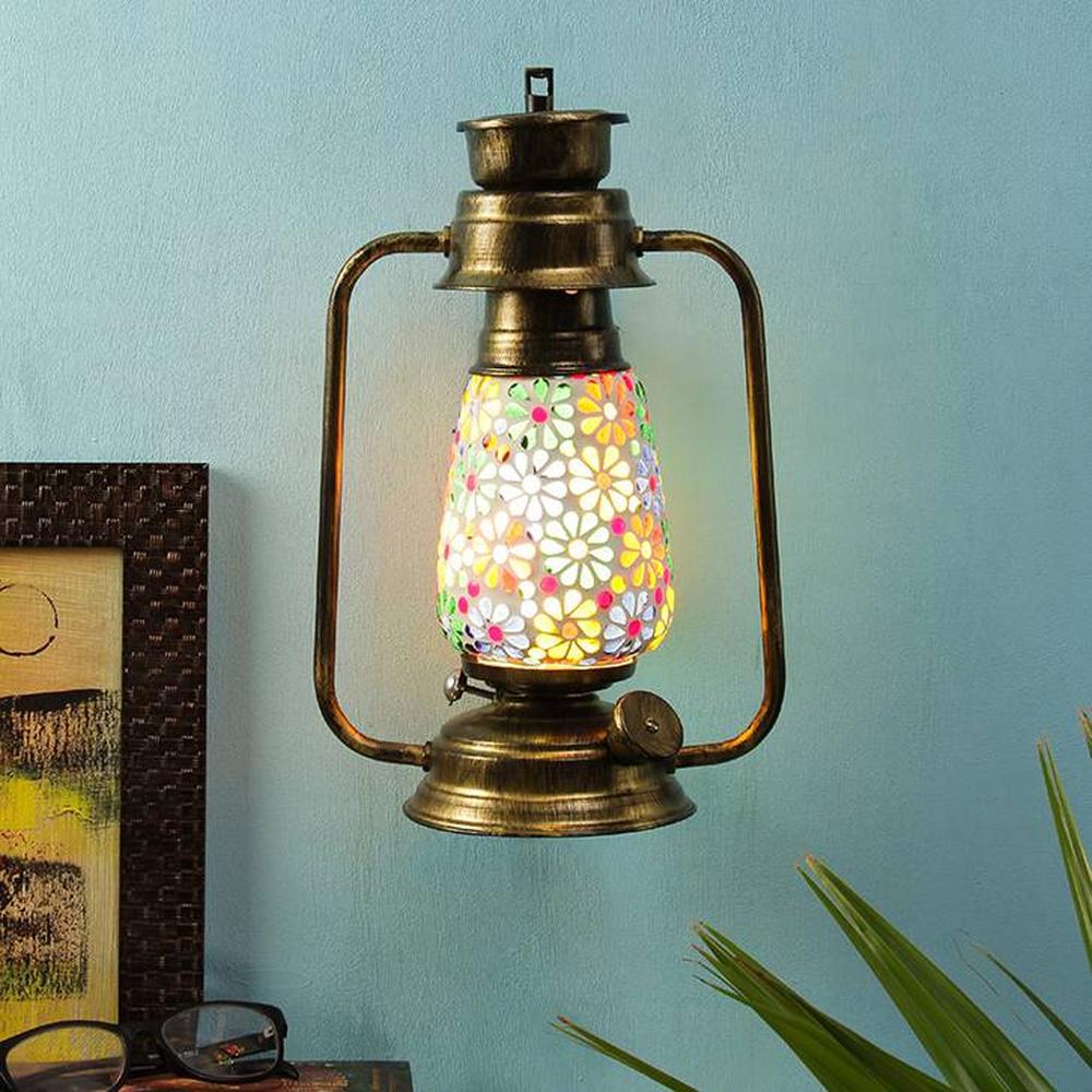 Esme Multicolor Metal Wall Mounted Lantern Lamp
