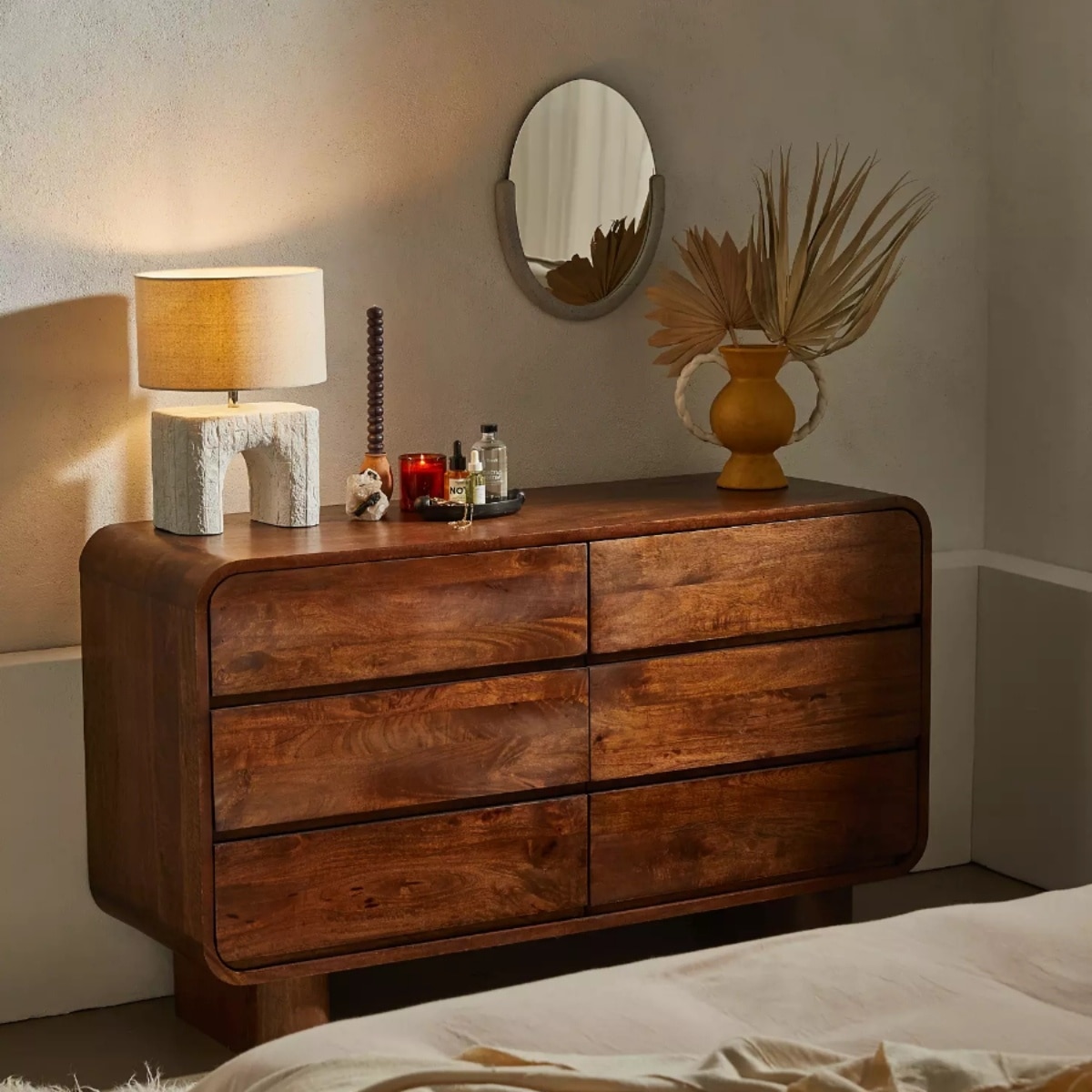 Roswell Mango Wood Chest Of Drawers In Provincial Teak Finish
