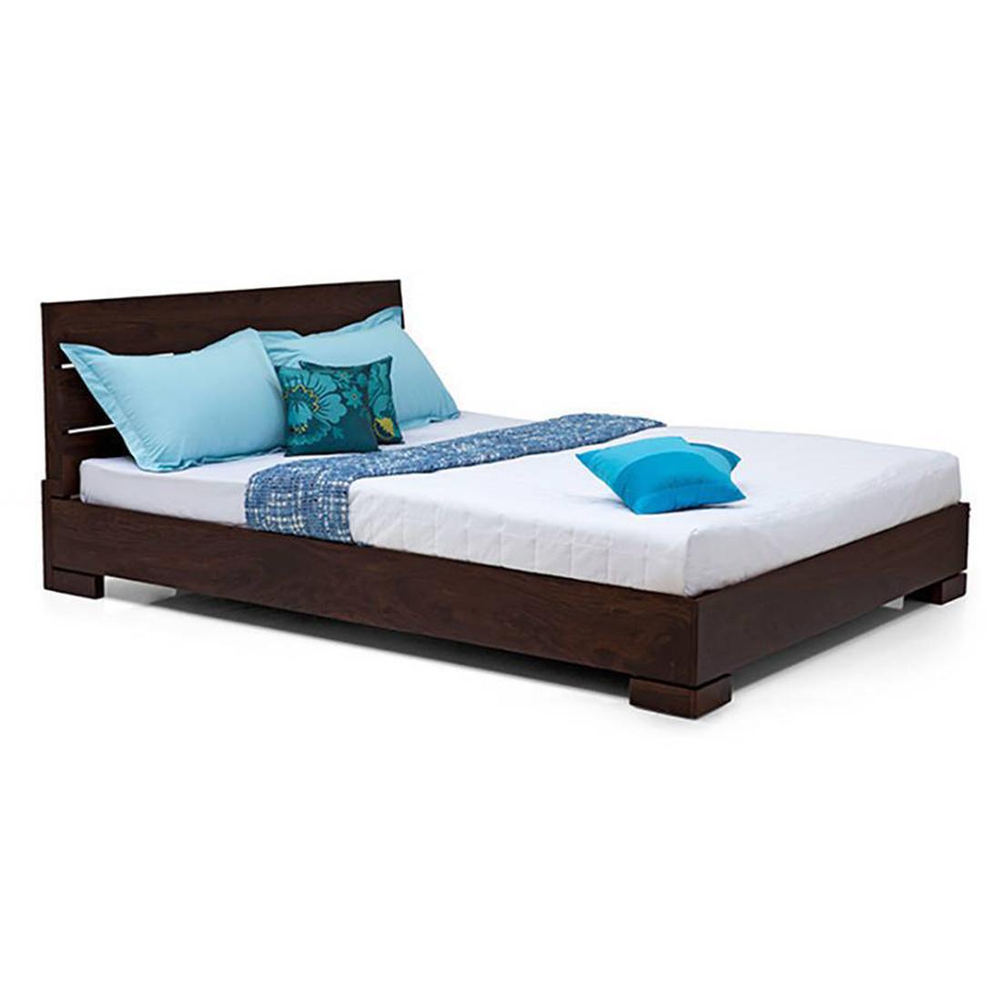 Ohio Solid Wood Queen Size Non Storage Bed In Mahogany Finish