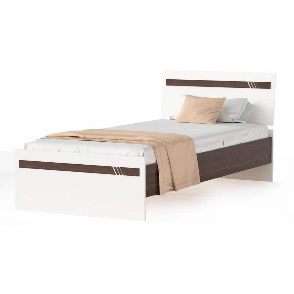 Pollo Engineered Wood Single Bed Without Storage (Wenge & White)