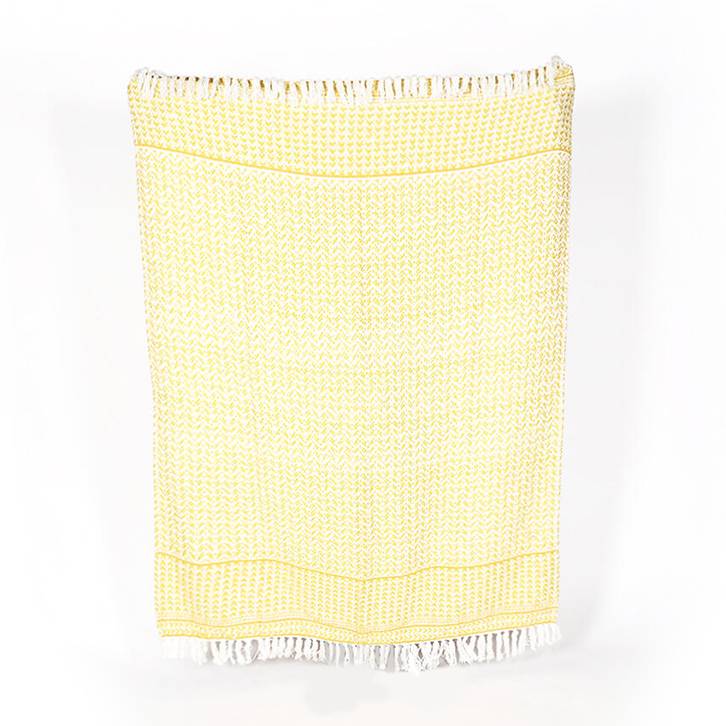 Yellow Chevron Cotton Throw
