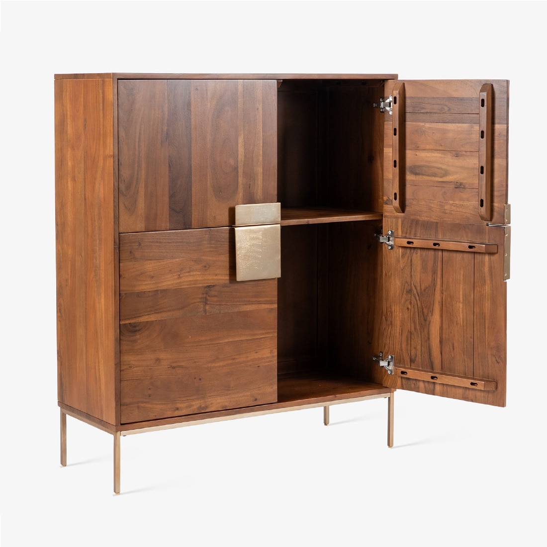 Banner Kiara Solid Wood Cabinet in Gold Finish - Orange Tree