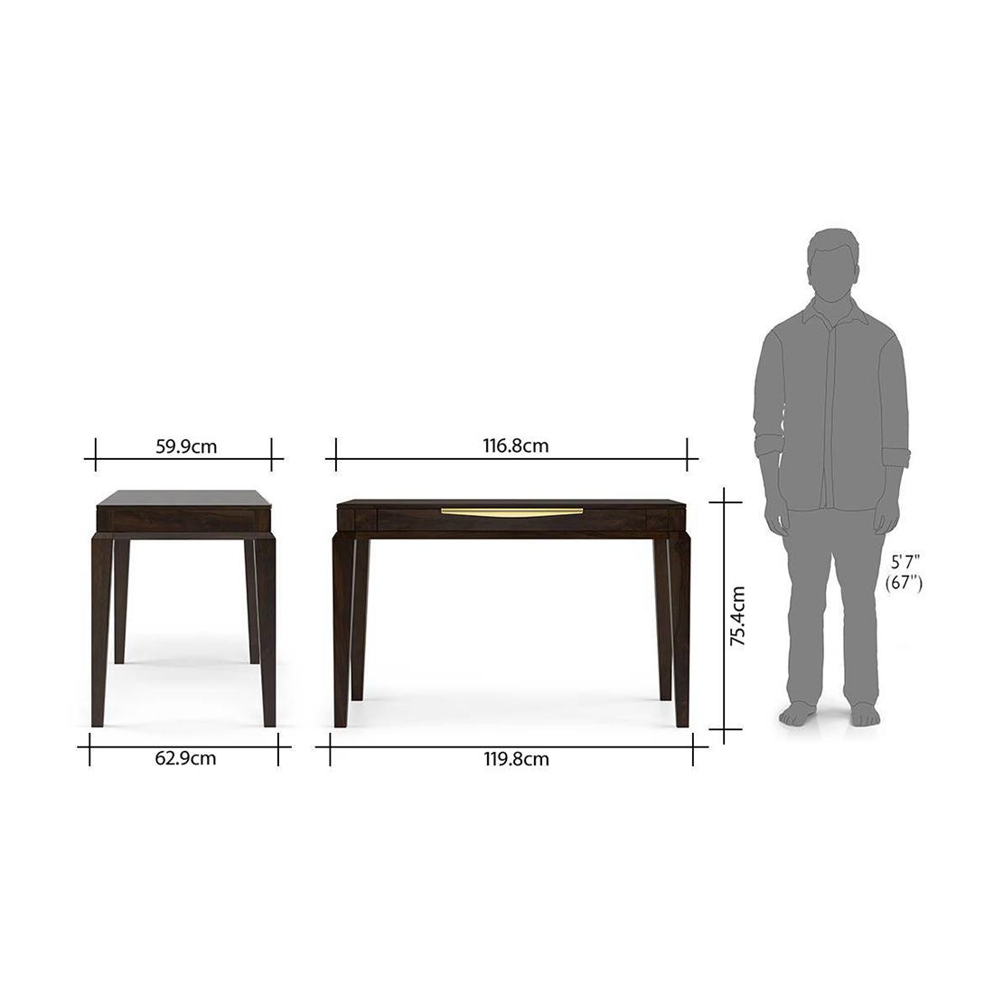 Taarkashi Solid Wood Study Table in American Walnut Finish