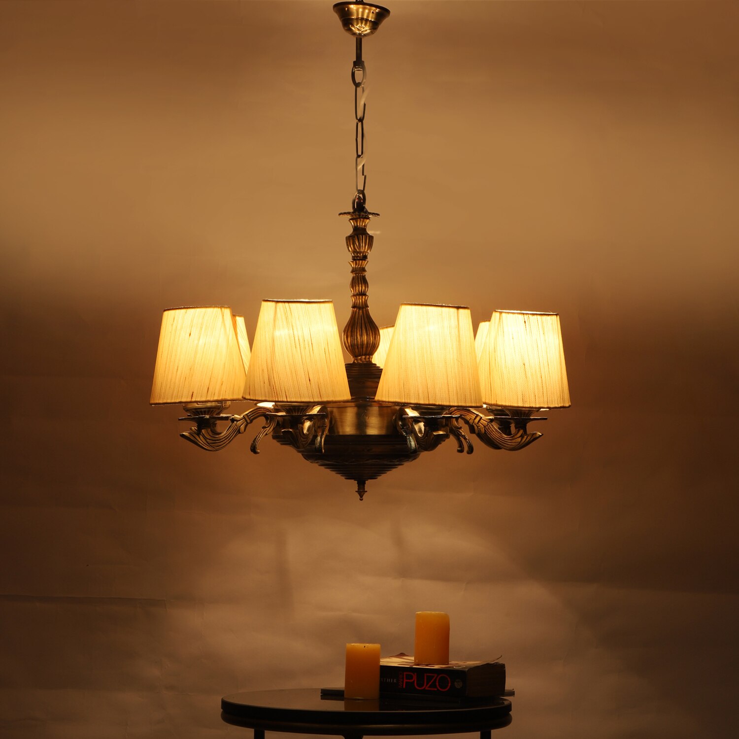 Devansh Gold Antique Wall Mounted Lamp With Beige Jute Shade