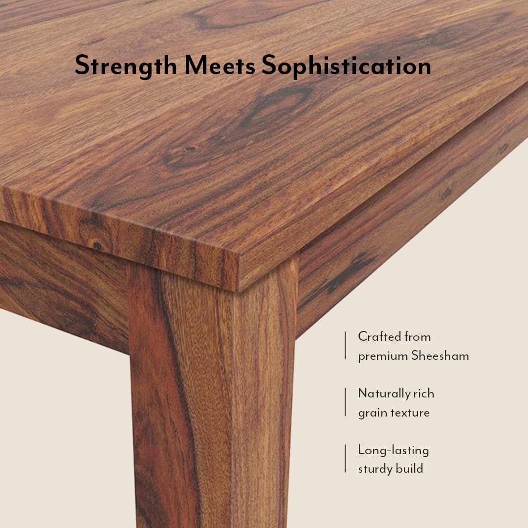 Arabia-Fabio 6 Seater Dining Table With Set Of 6 Chairs (Colour- Matty Yellow, Finish- Teak)