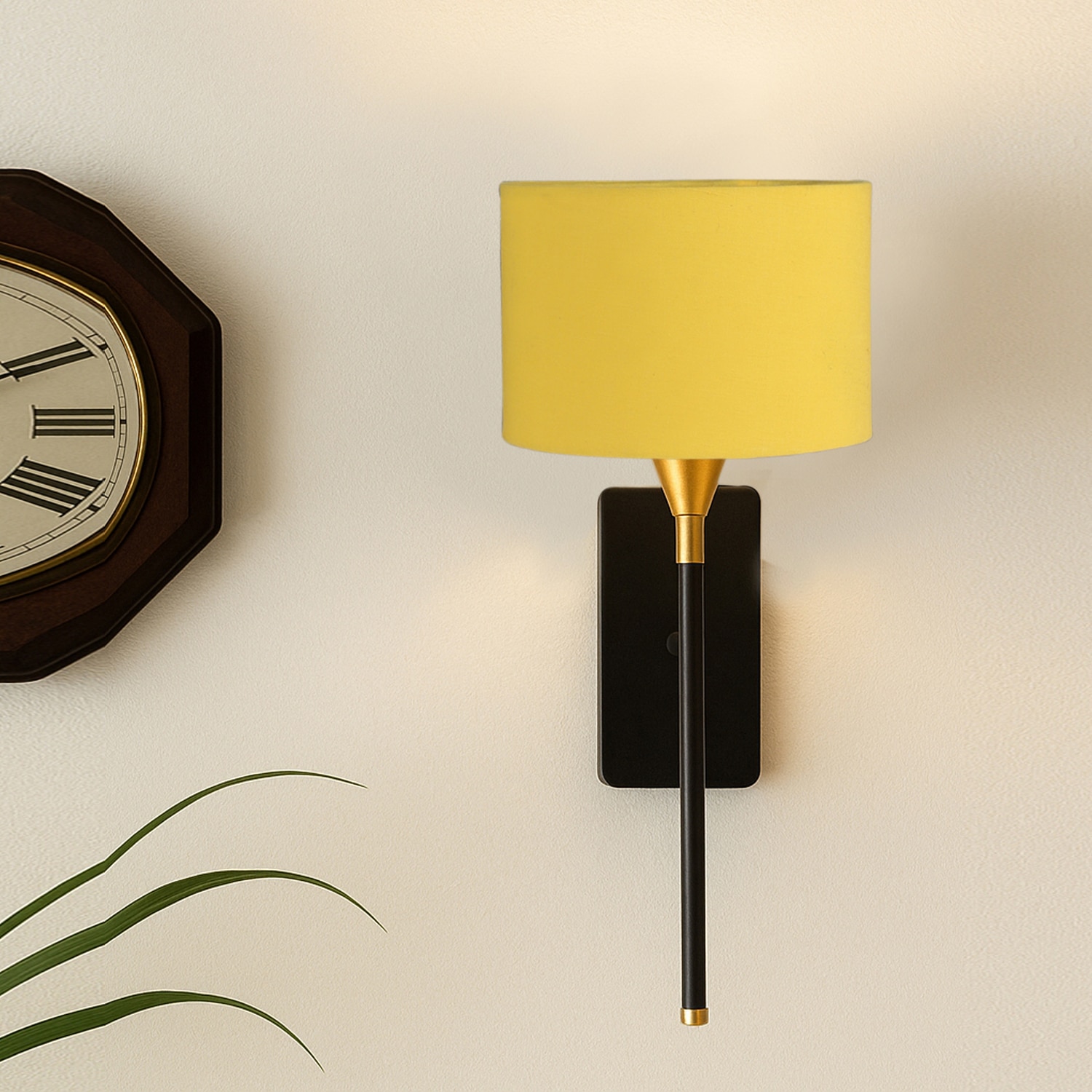 Devansh Metal Electric Wall Light in Black Colour with Yellow Shade Count of 1 Light - Devansh