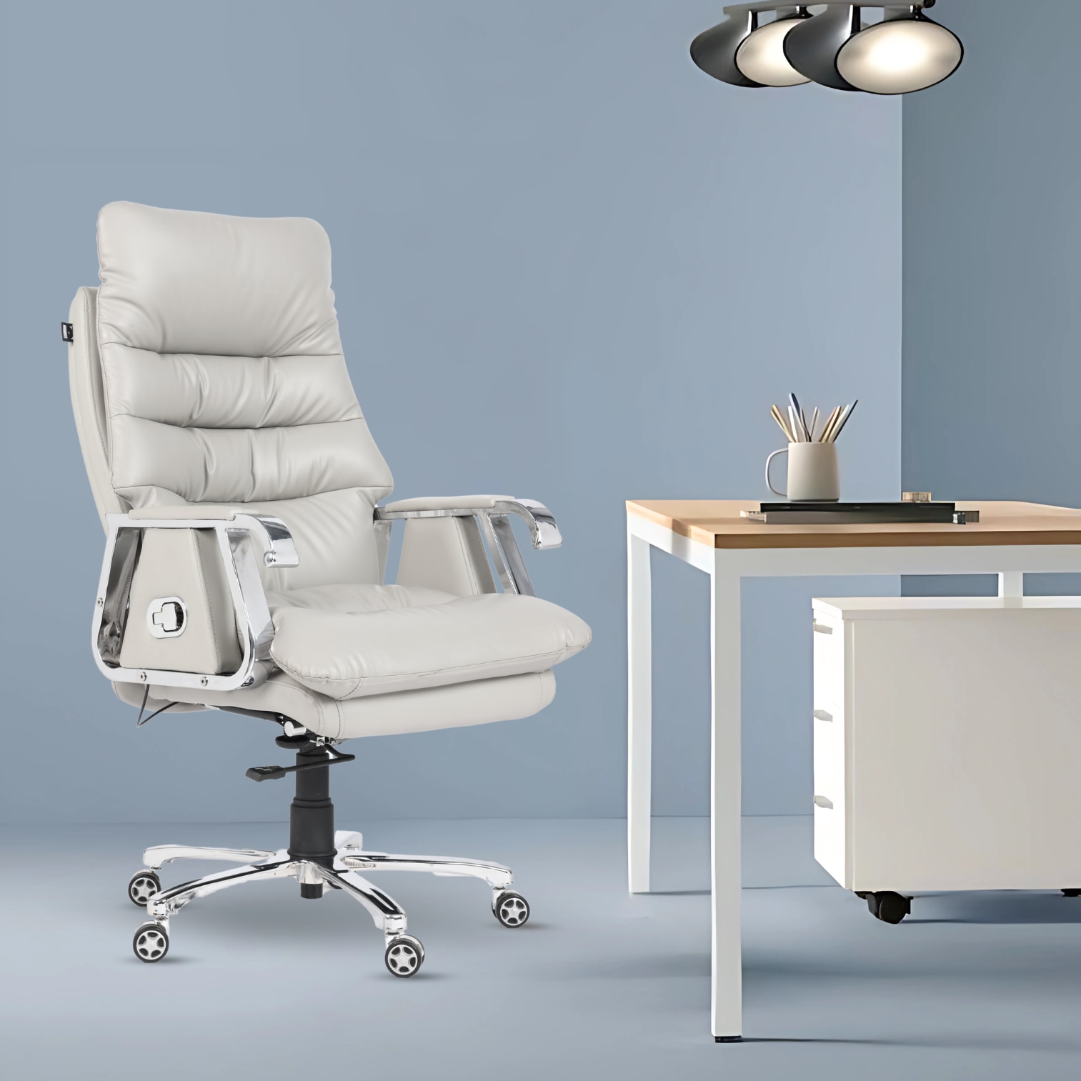 Fortuna Leatherette Executive Chair In Grey Colour