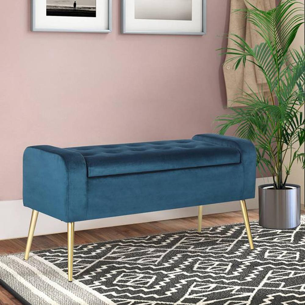 GIgel 2 Ottoman with Storage Color in Navy Blue - Home Lifestylez