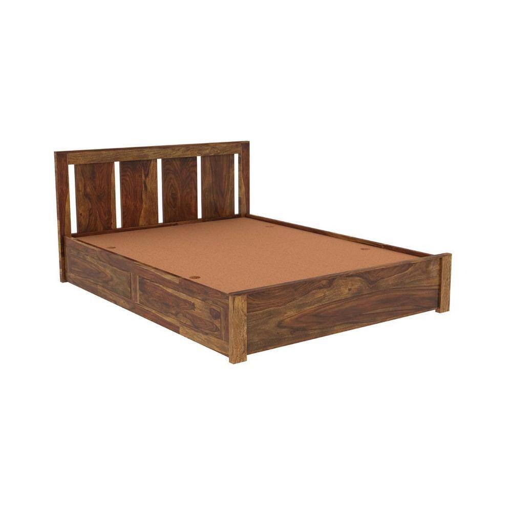 Sable Solid Wood Queen Box Storage Platform Bed In Provincial Teak Finish