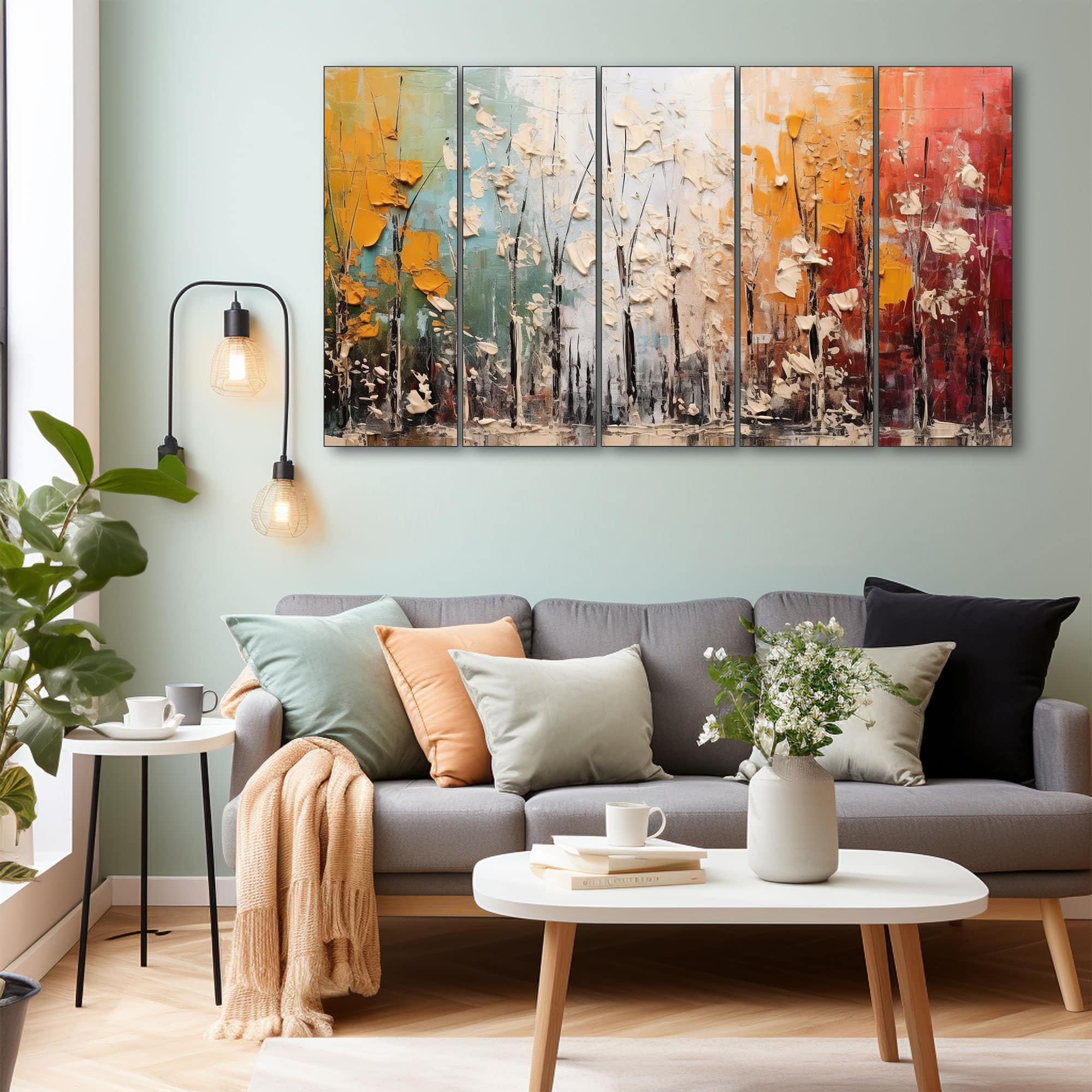 The Castle Decor Abstract Art Wall Painting Wooden Framed 27x48 Inch (Style 6) - The Castle Decor