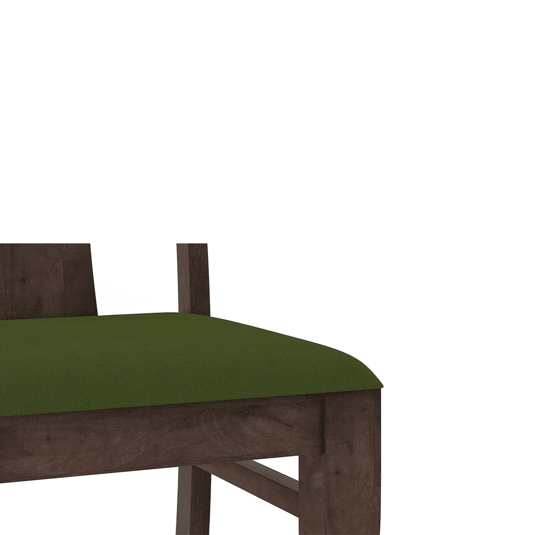 Fabio Dining Chair Set Of 2 In Colour Olive Green And Finish Danish Walnut