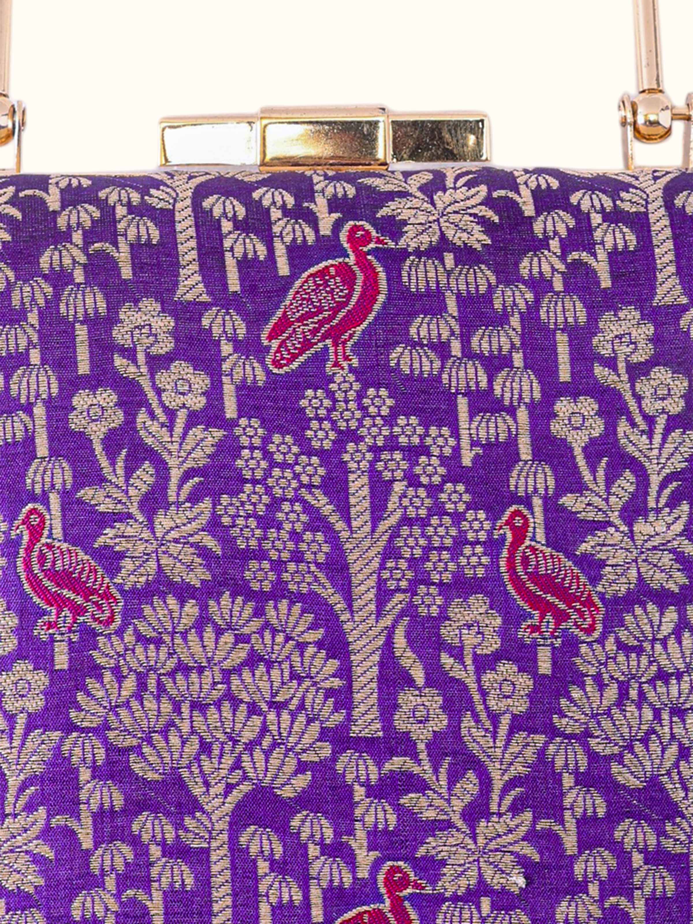 Purple Handwoven Brocade Handbag