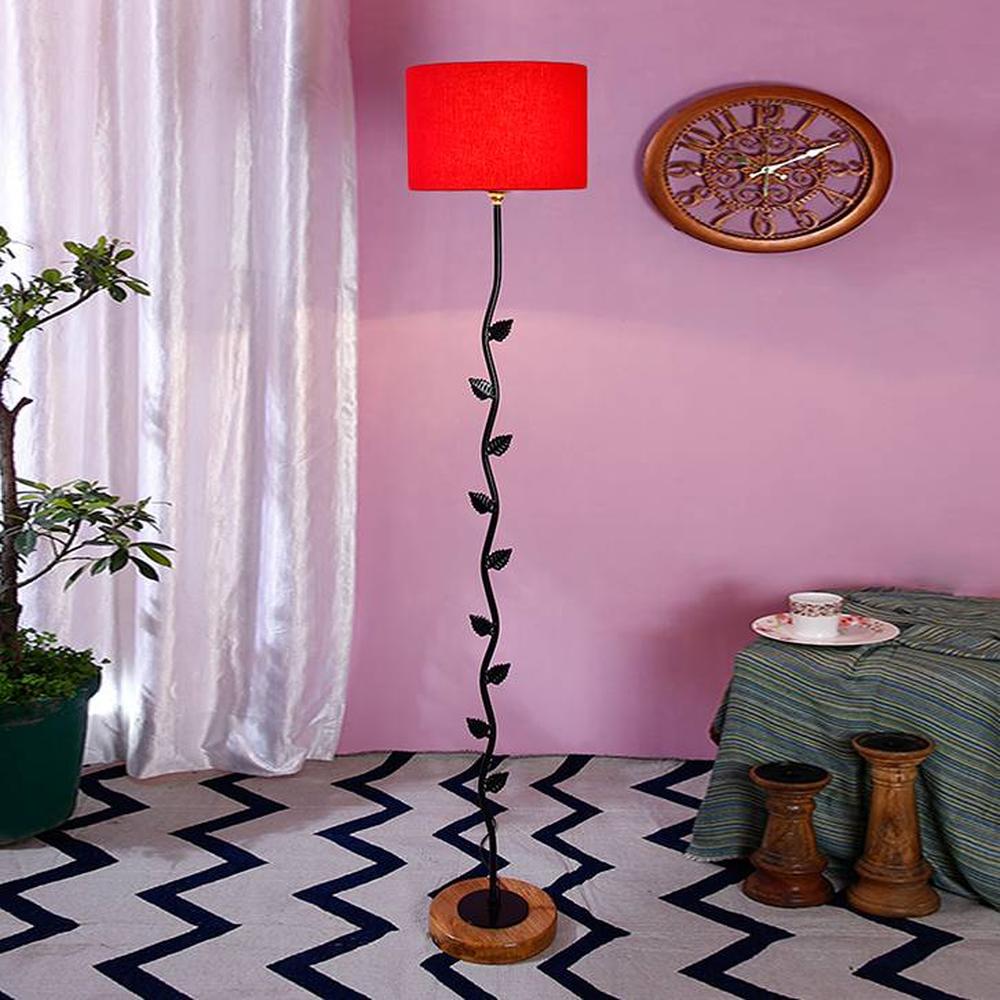 Ewan Red Cotton Shade Floor Lamp