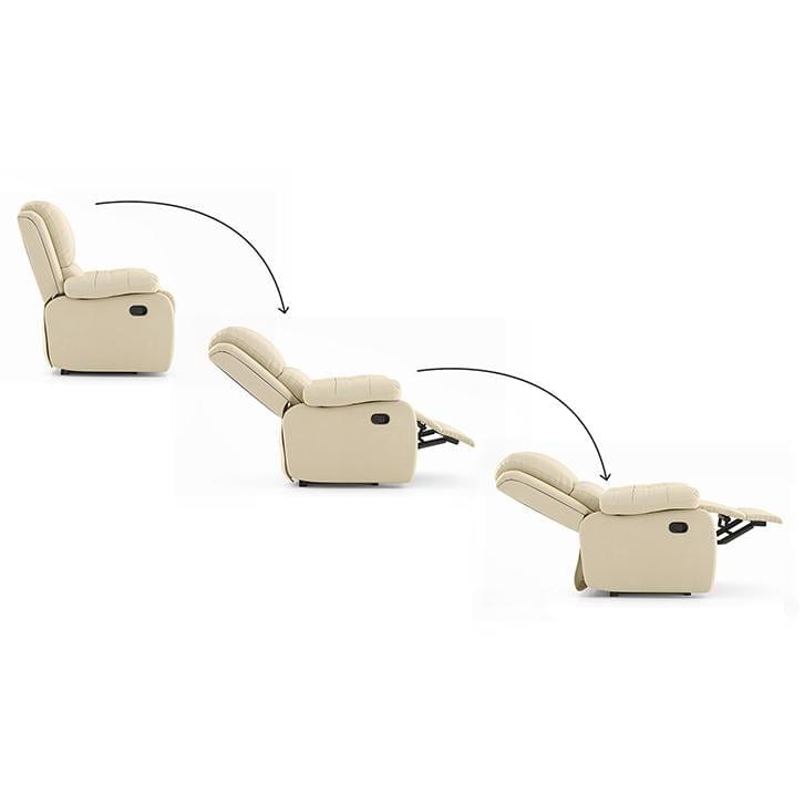 Lebowski Leatherette One Seater Manual Recliner in Ancient Ivory Cream Colour