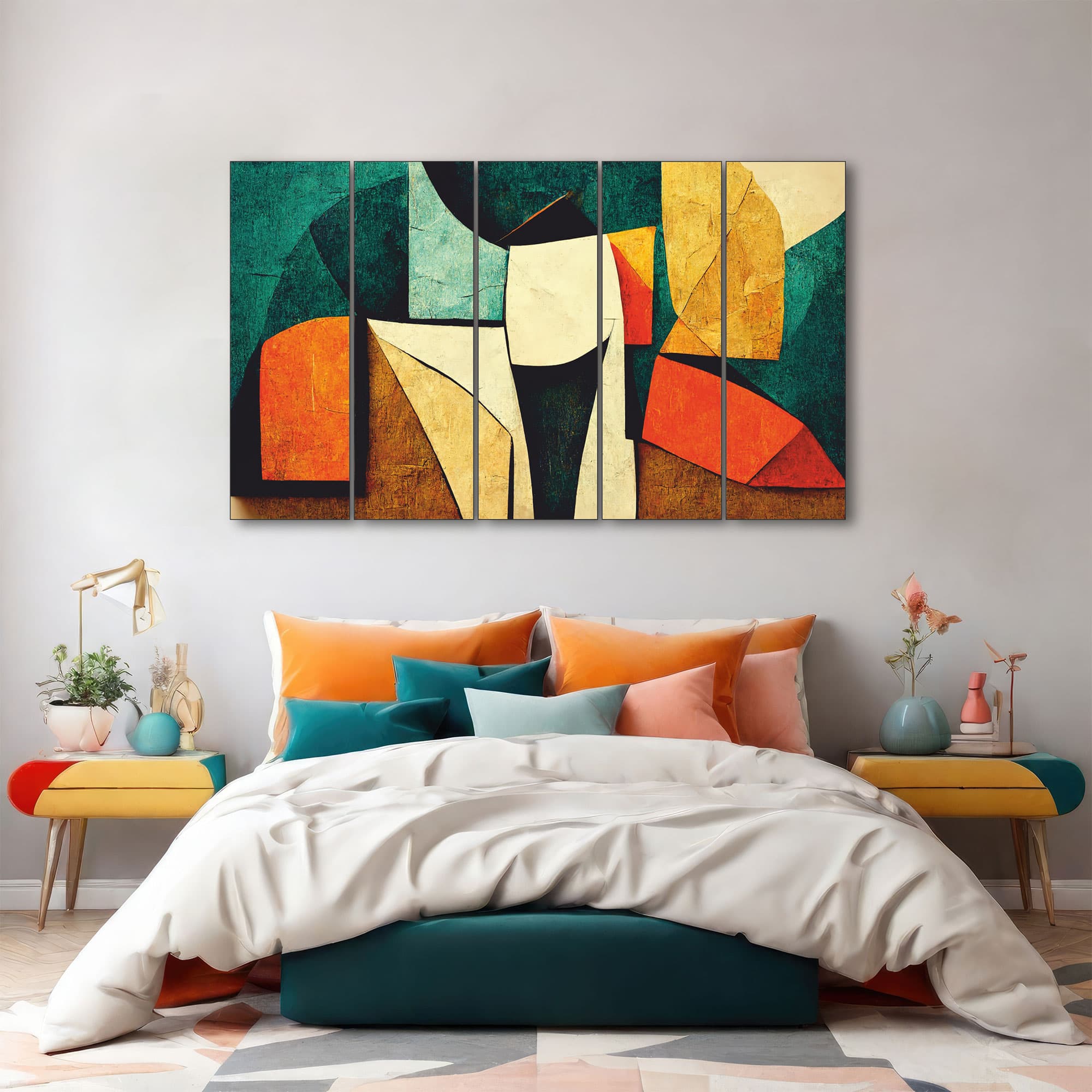 The Castle Decor Abstract Art Wall Painting Wooden Framed Digital Painting 27x48 Inch (Style 3) - The Castle Decor
