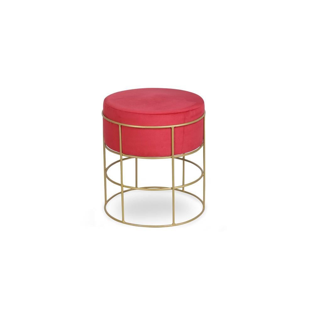 Atlas Solid Wood  Ottomon in  Red Colour