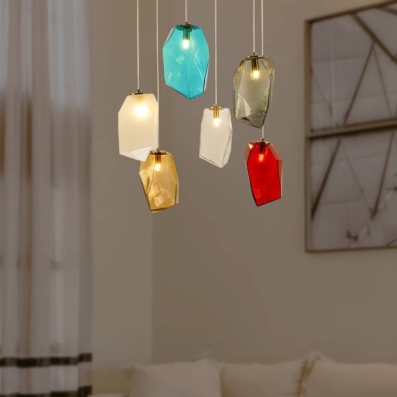 Vogue Hartwell 6 Light Multicolor Glass Chandelier