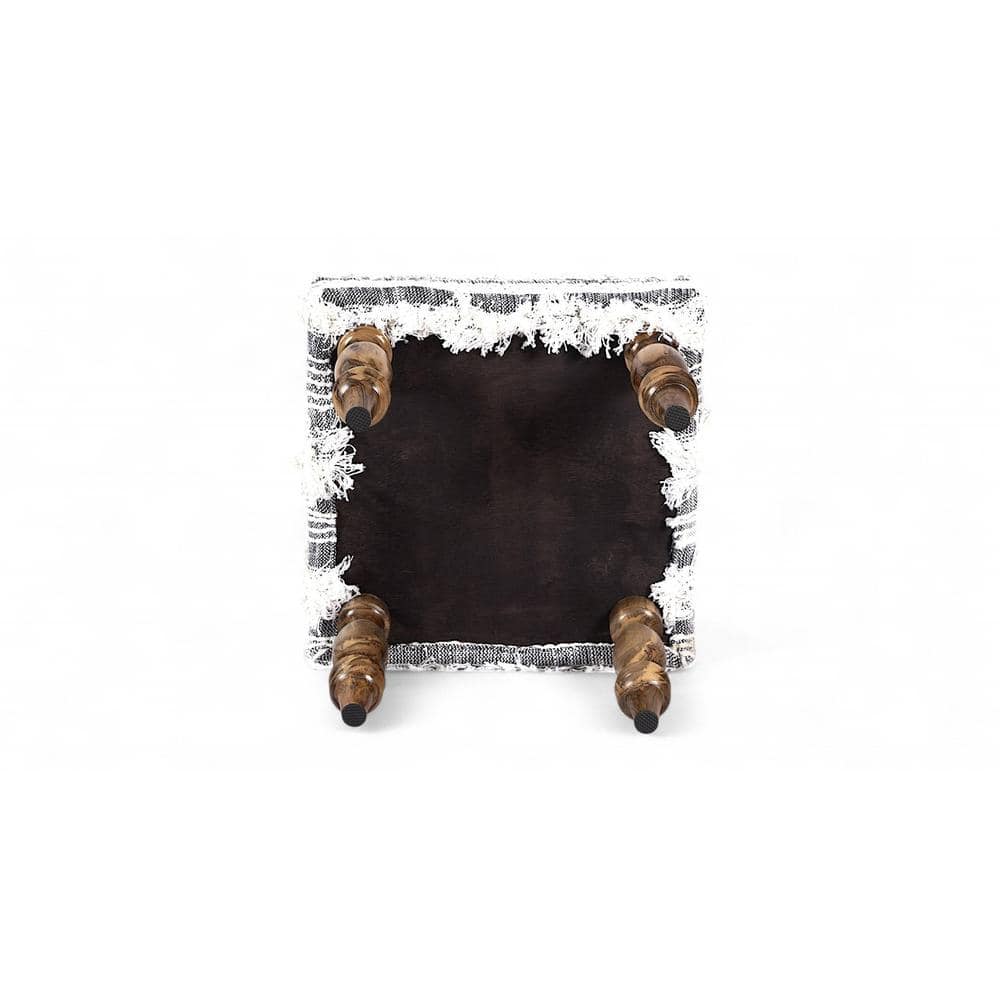 Bestone Sheesham Wood Mid Century Seater Bench Set  2 Stools In Grey Fabric