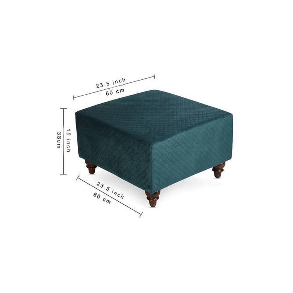 Thomas Solid Wood  Ottomon in  Green Colour