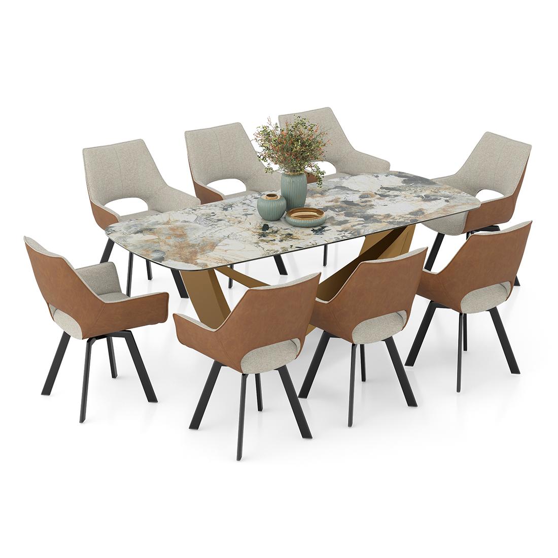 Paloma 8 Seater Spanish Ceramic Dining Table with Casey Dining Chair