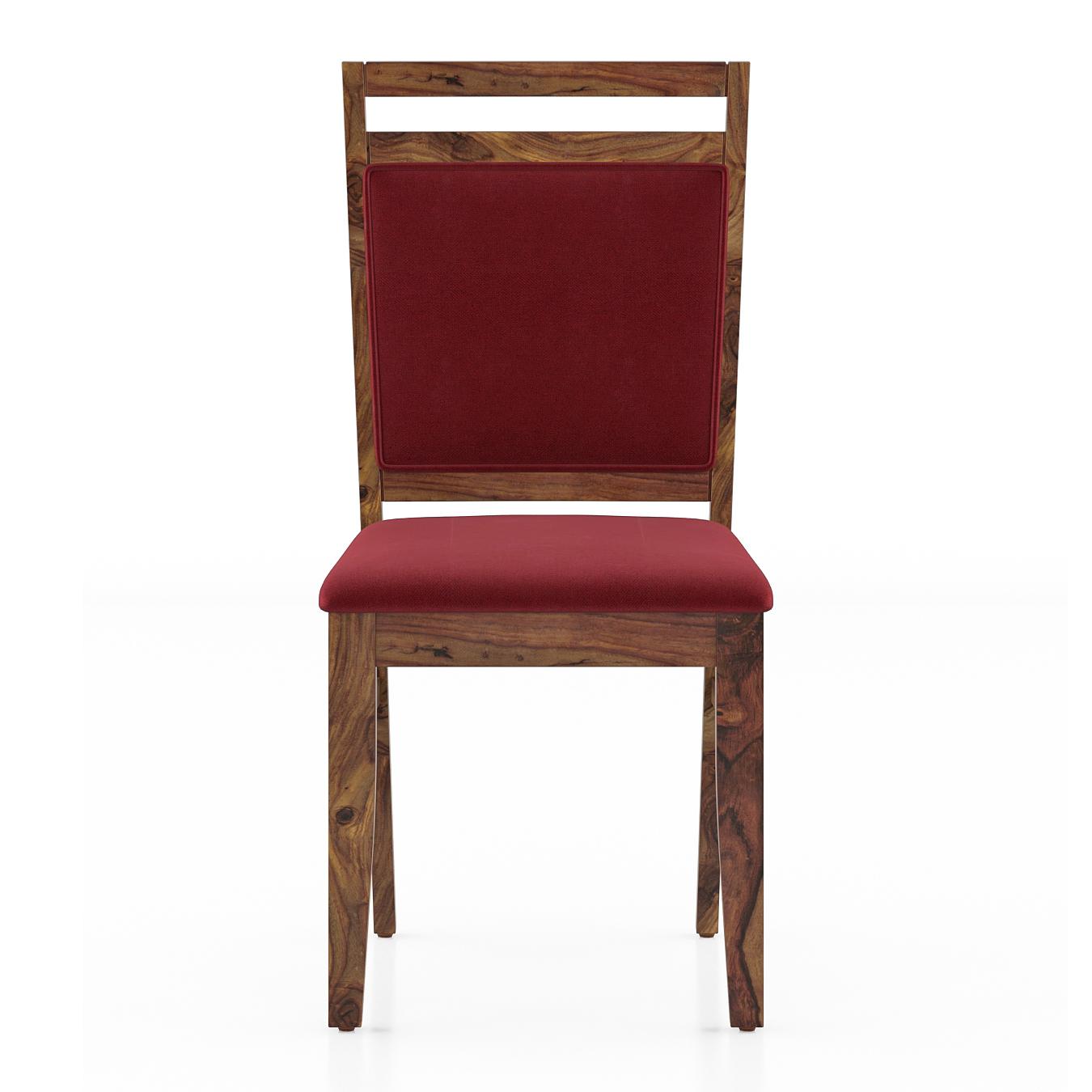 Floyd 6 Seater Glass Top Dining Table With Set Of 6 Alaine Dining Chairs (Colour- Rococo Red, Finish- Teak)