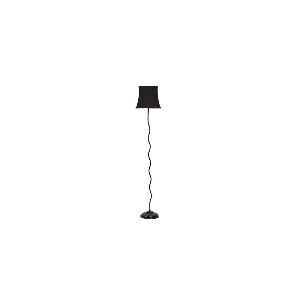 Brendan Black Fabric Floor Lamp with Black Iron Base