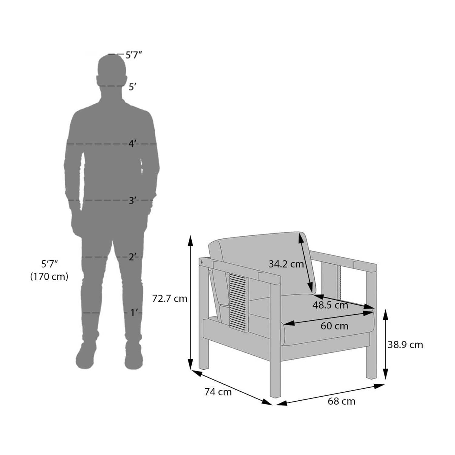 Cairo 1 Seater Wooden Sofa (Green Olivia)