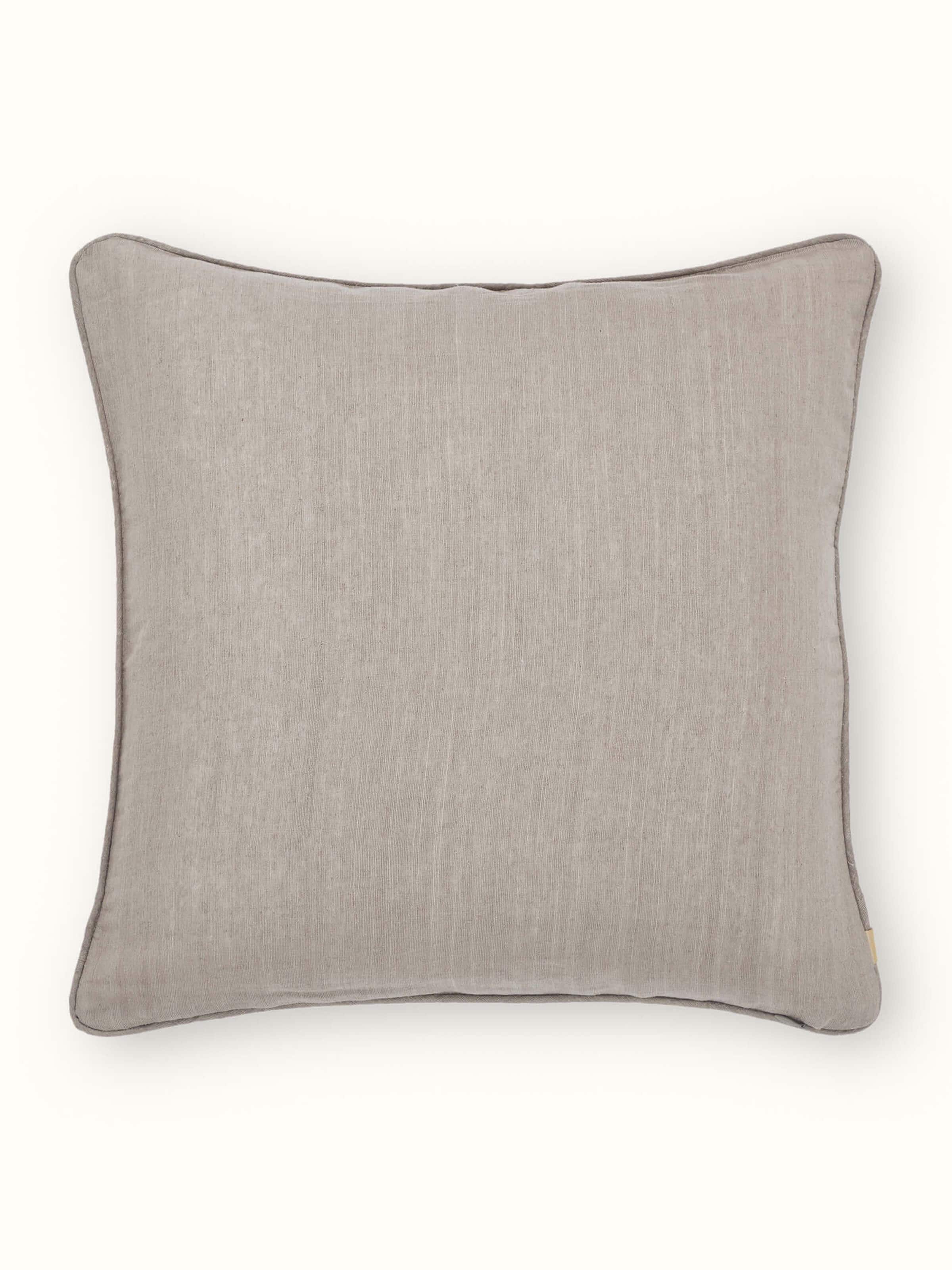 Pragya Grey Buta Tussar Silk Chikankari Hand Embroidered Cushion Cover