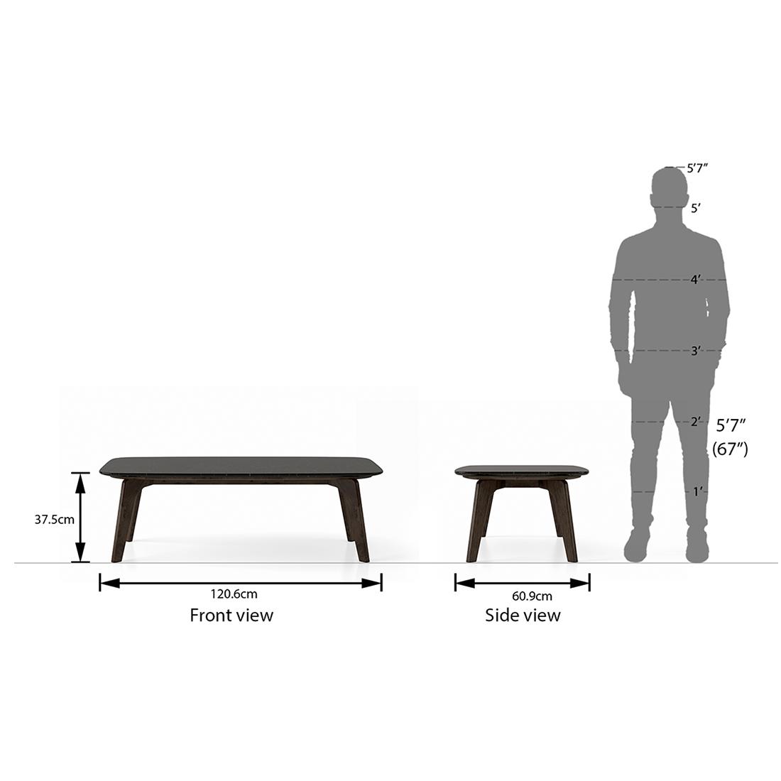 Galaxy Rectangular Stone Coffee Table In American Walnut Finish