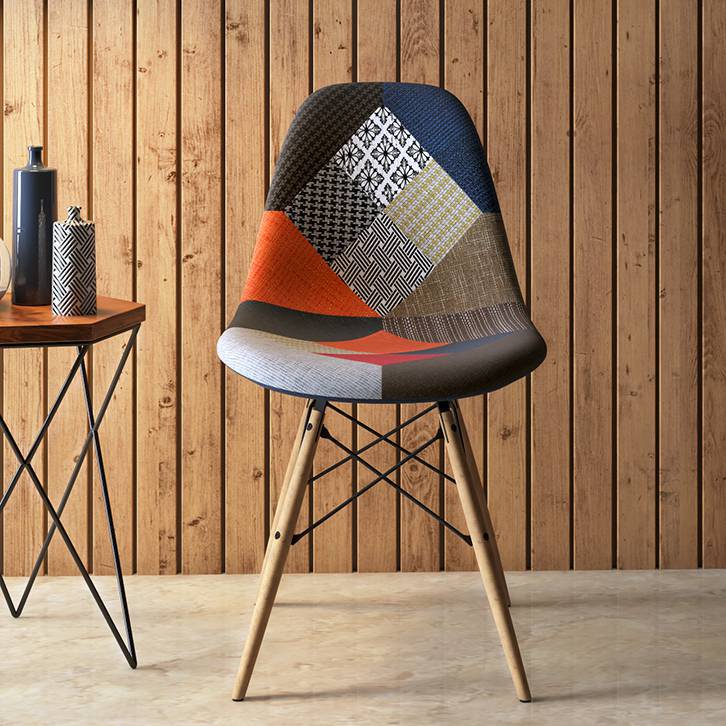 DSW Solid Wood Side Chair Replica in Patchwork Colour