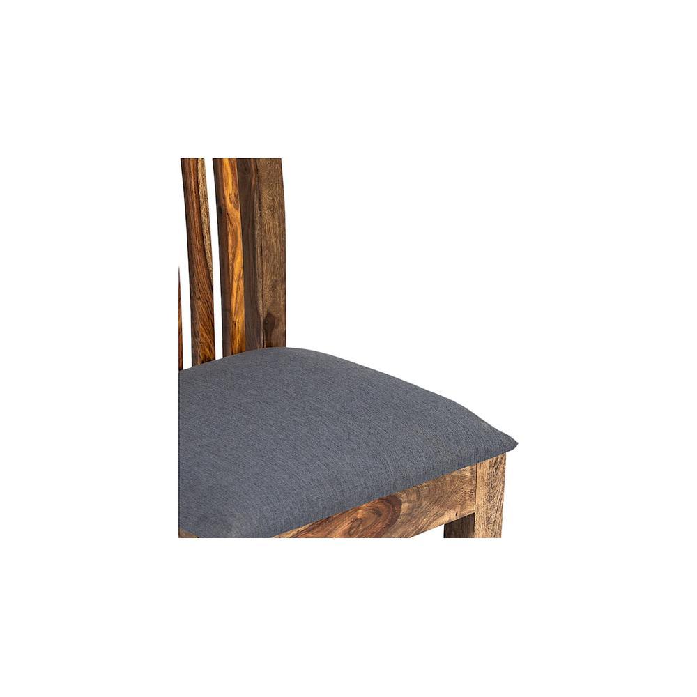 Columbus wood Dining Chair in Anchor Grey Fabric Cushioning with TEAK FINISH