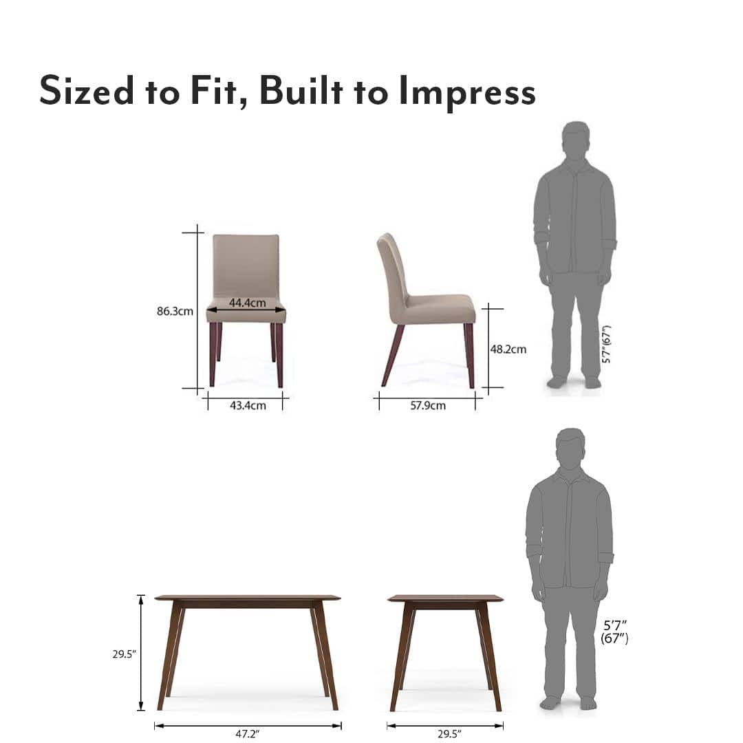 Lawson 4 Seater Dining Table (Finish : walnut) with set of 4 Persica Dining chairs