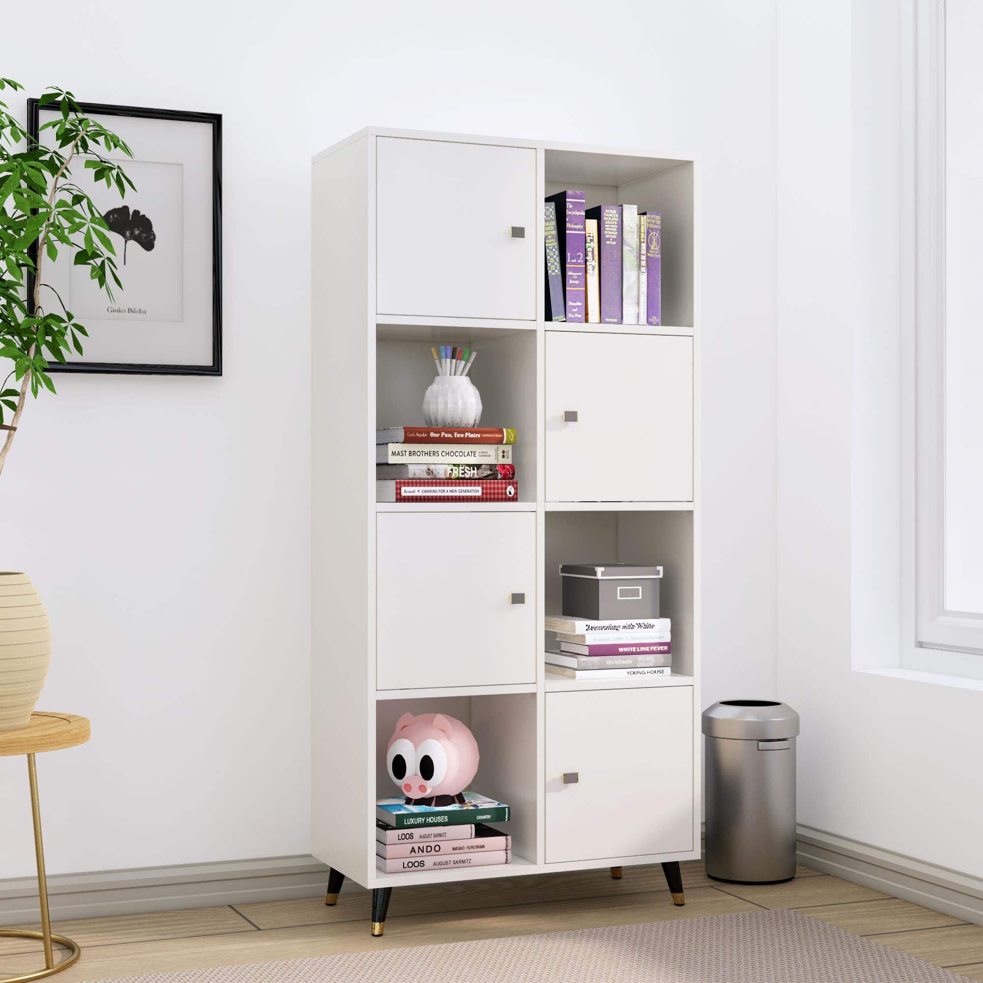 Hexa Engineered Wood Bookshelf Multipurpose Storage Rack in Giant Wood and Frosty White - HexaRed