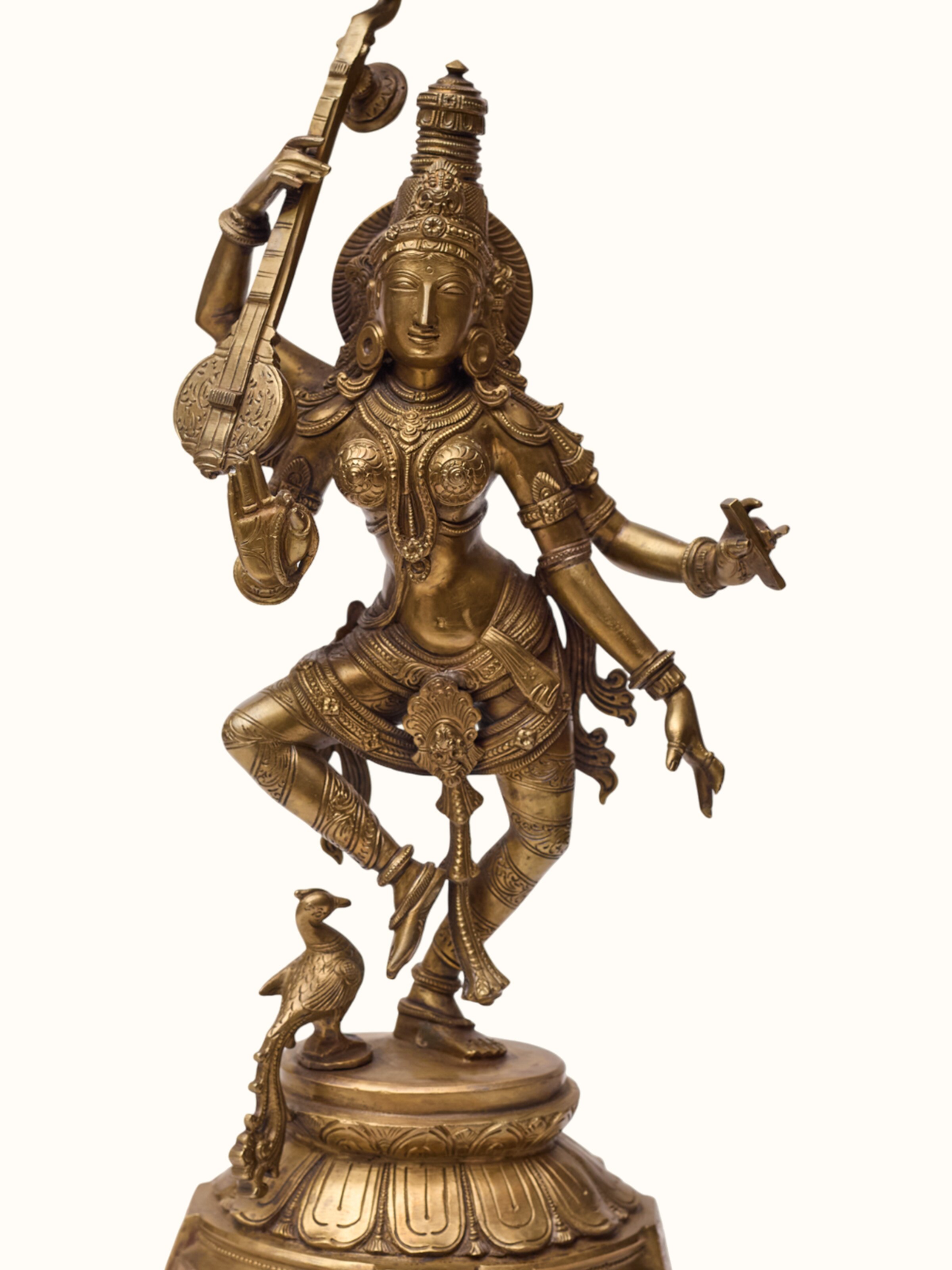 Bronze Cast Dancing Saraswati Idol