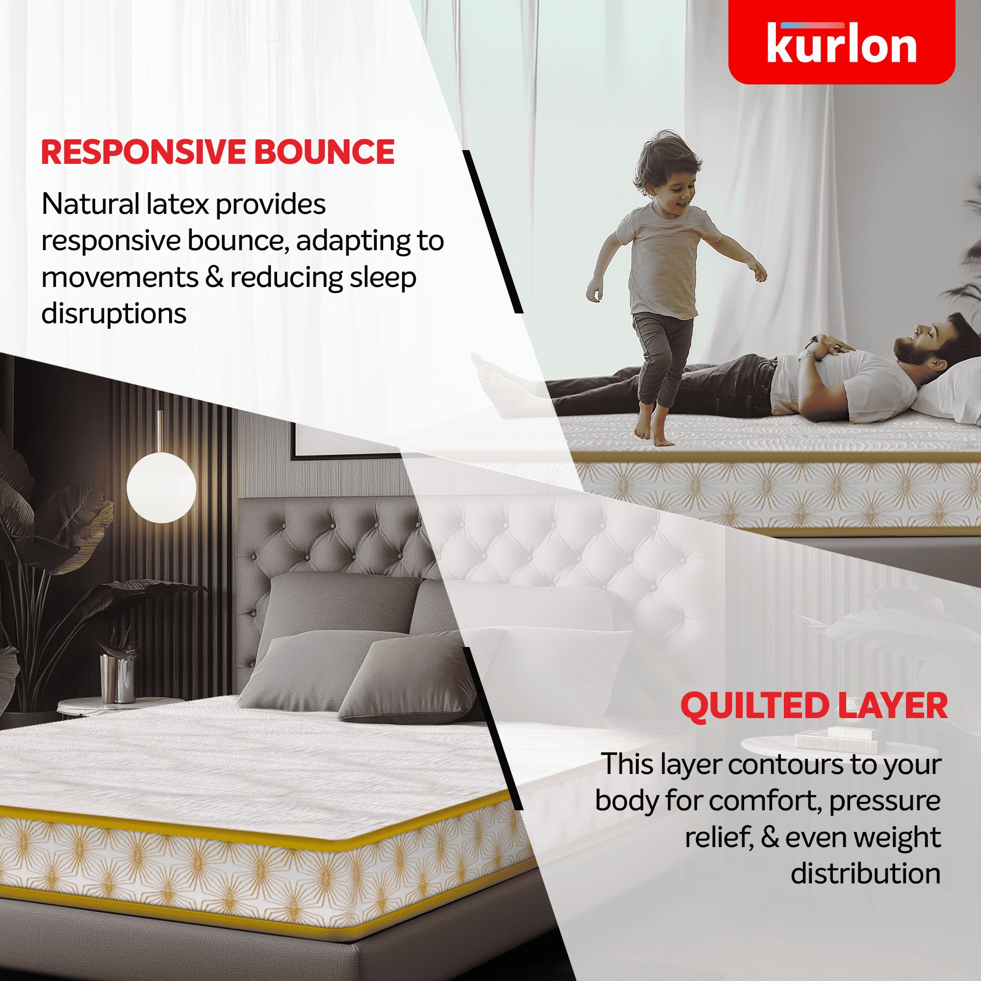 KURLON OrthoMagic Essential |Orthopedic Hybrid mattress with Latex, Coir & HR Foam | 5 inch Single Latex Foam Mattress (L x W: 72 inch x 35 inch)