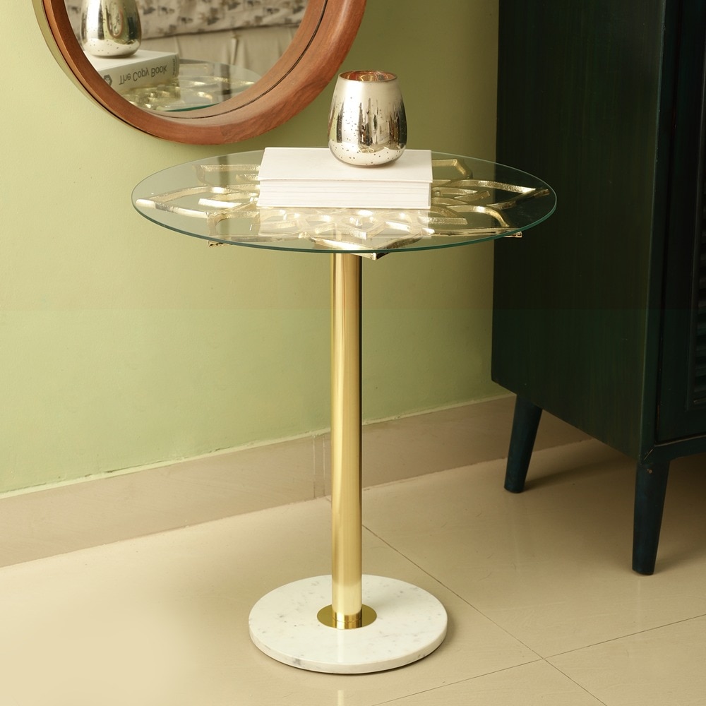 De Maison Decor Edens Flower Side Table Classical Gold Finish - De Maison Decor