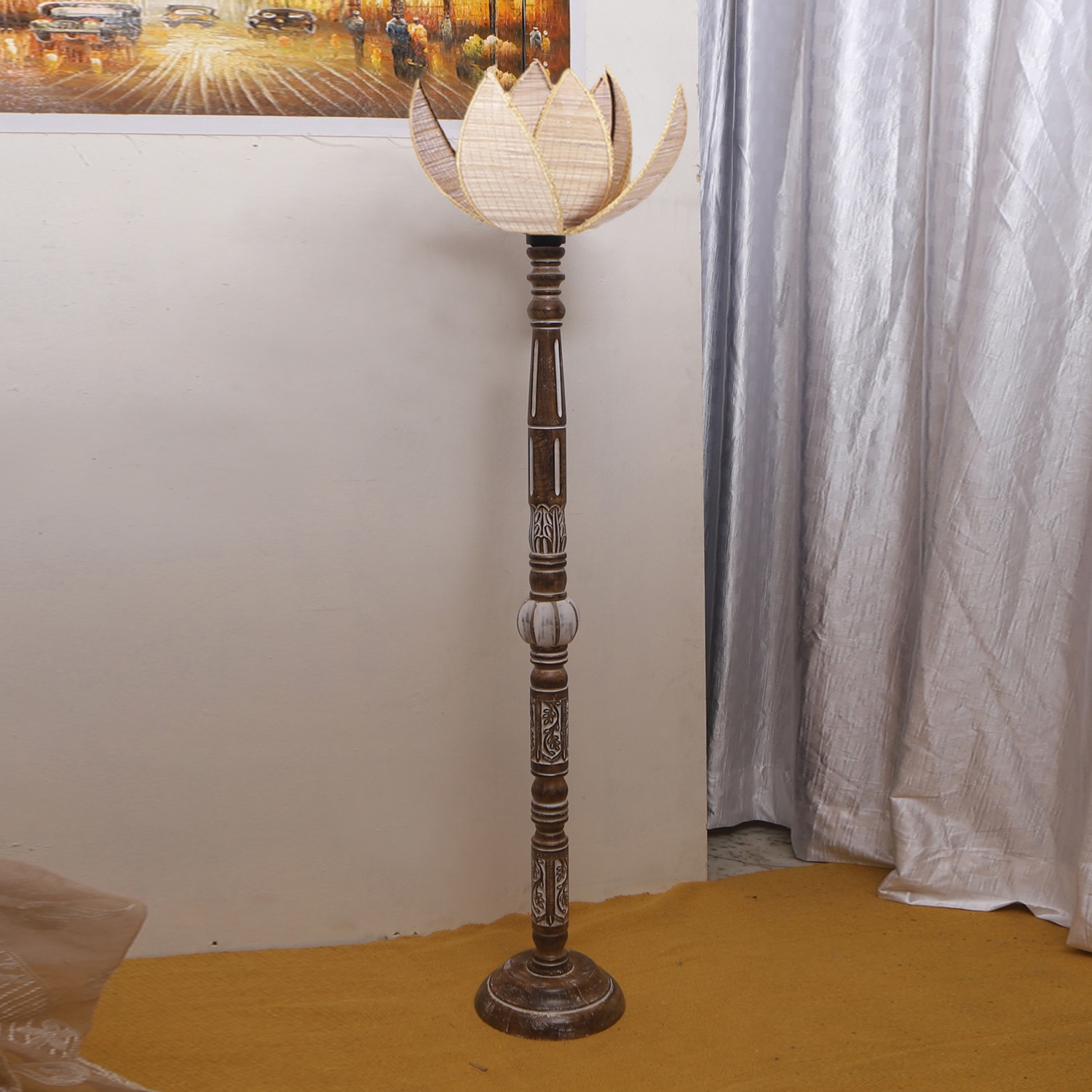 Devansh Wooden Floor Lamp