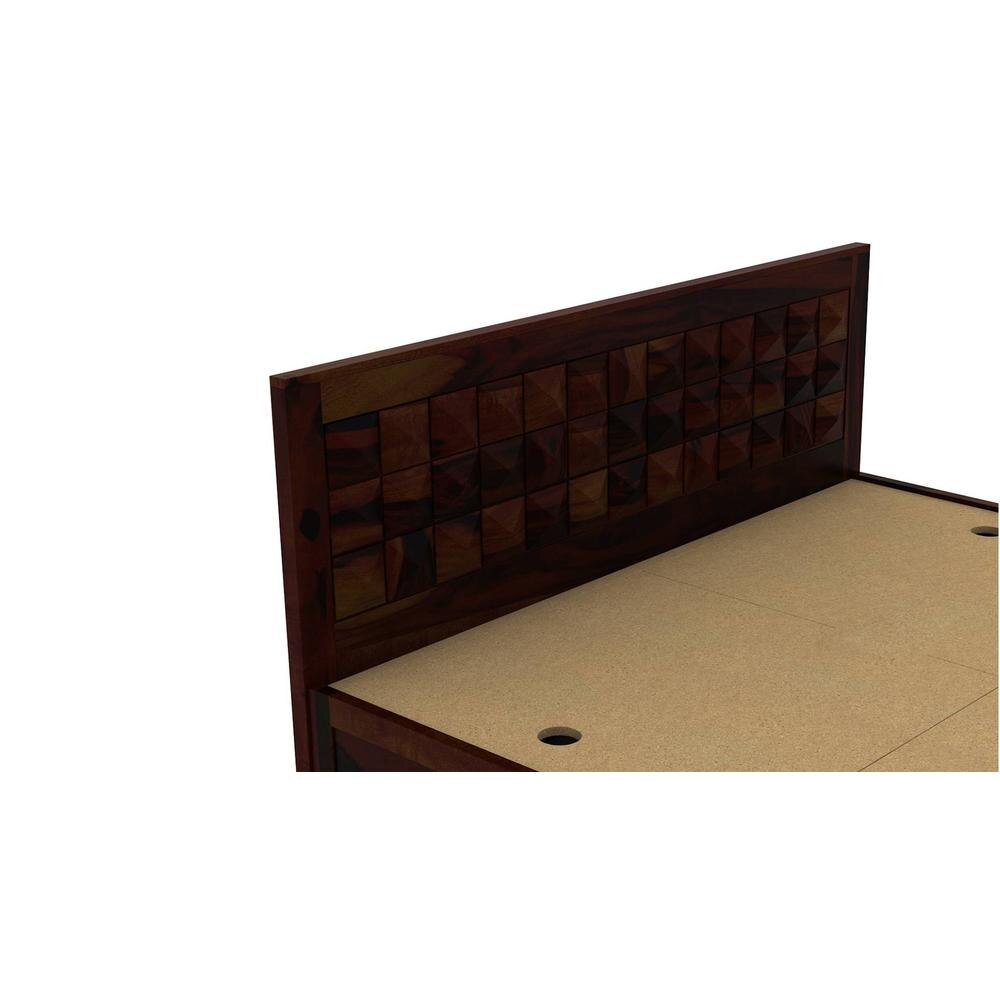 Brilliant Sheesham Wood Queen Size Bed Box Storage Storage Walnut Finish (60 x 78 inches)