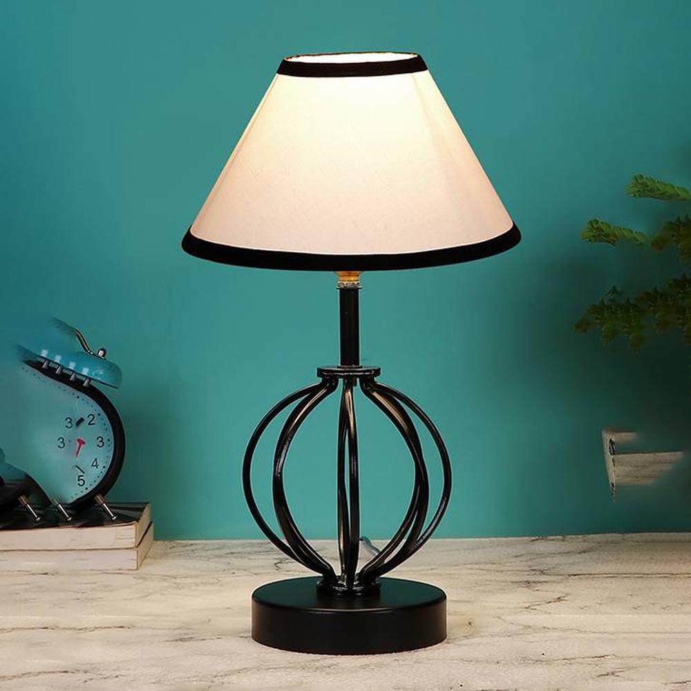 Annie Multicolor cotton Table lamp with Iron Base
