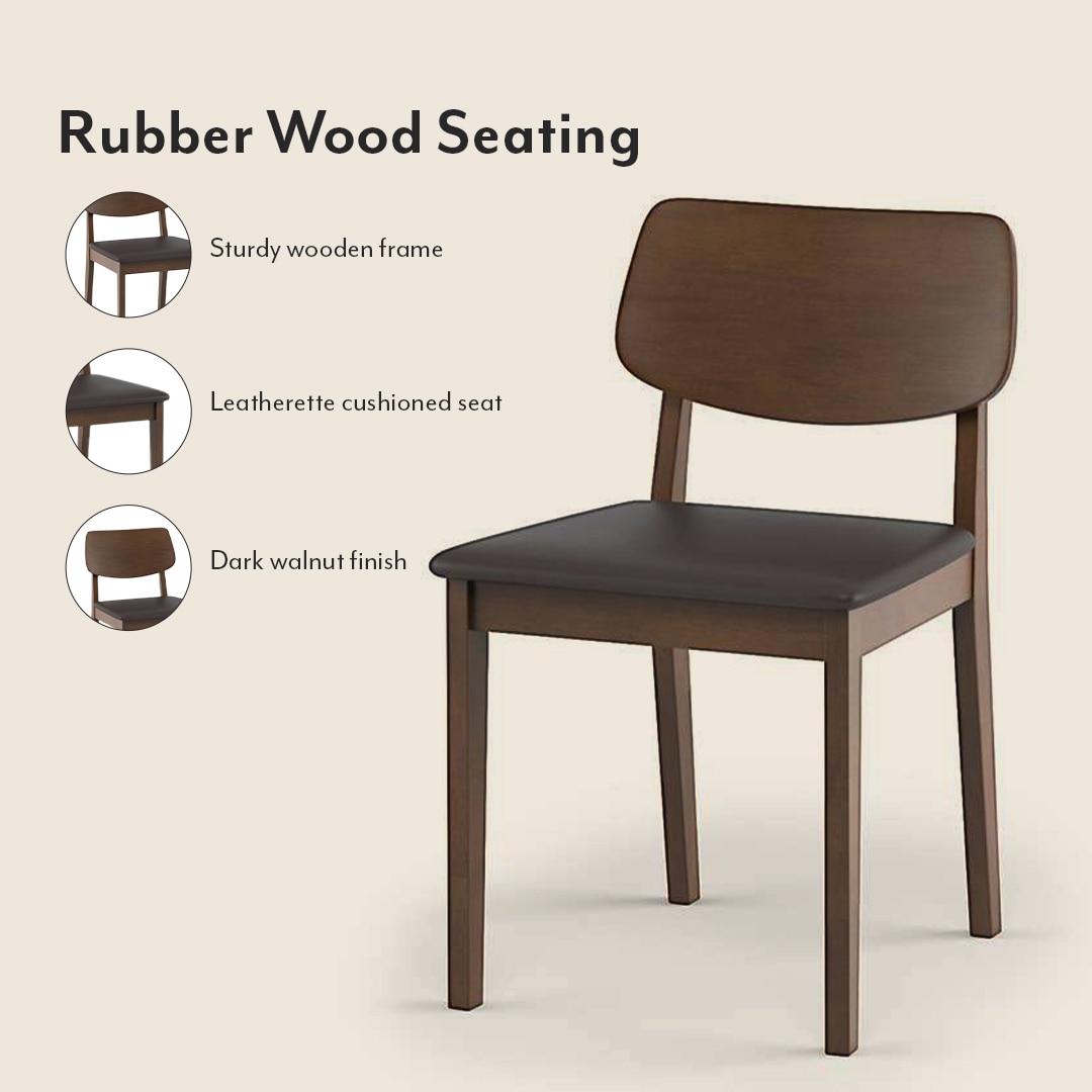 Wesley - Lawson 6 Seater Dining Table Set (Colour- Dark Brown , Finish- Dark Walnut)