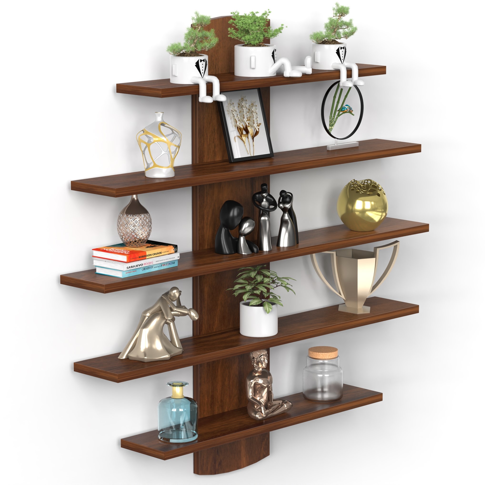 Caselle Engineered Wood Bookshelf with Brown Maple finish