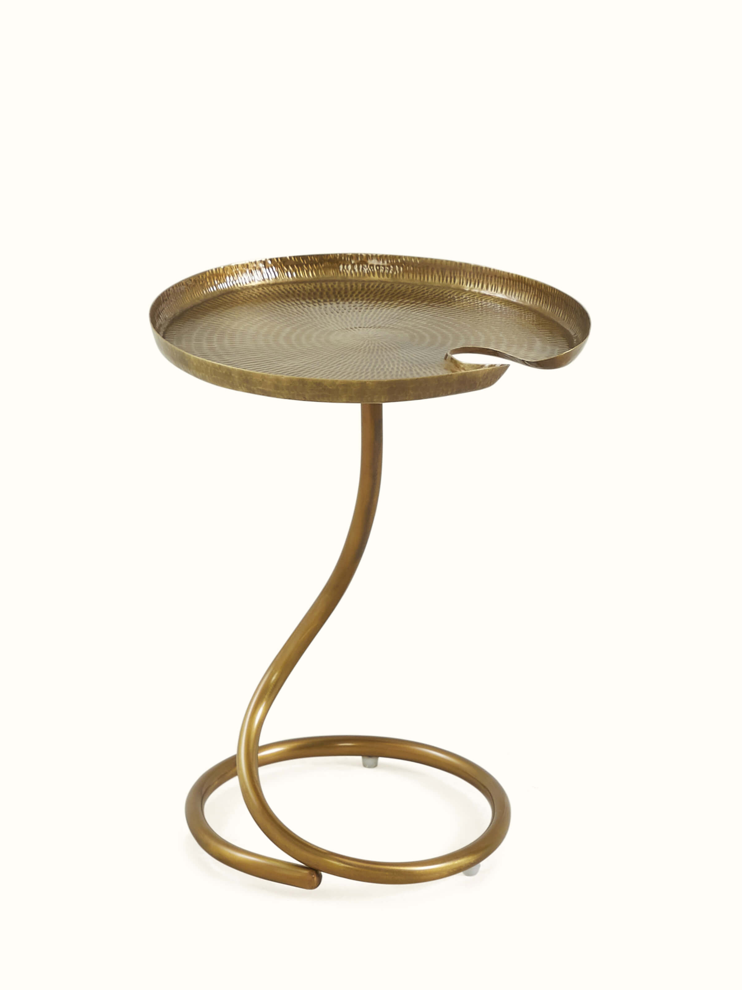 Front view of Antique Brass Thathera Nesting Table