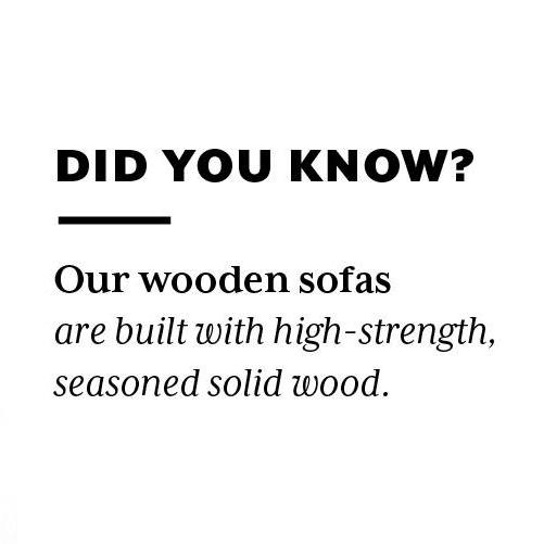 Raymond Wooden Sofa - Teak Finish (Vapour Grey) (Finish : teak; Custom Set - Sofas : 0001; Standard Set - Sofas : none; Sofa Material : fabric; Sofa Size : regular; Sofa Type : regular; Colour : vapour grey)
