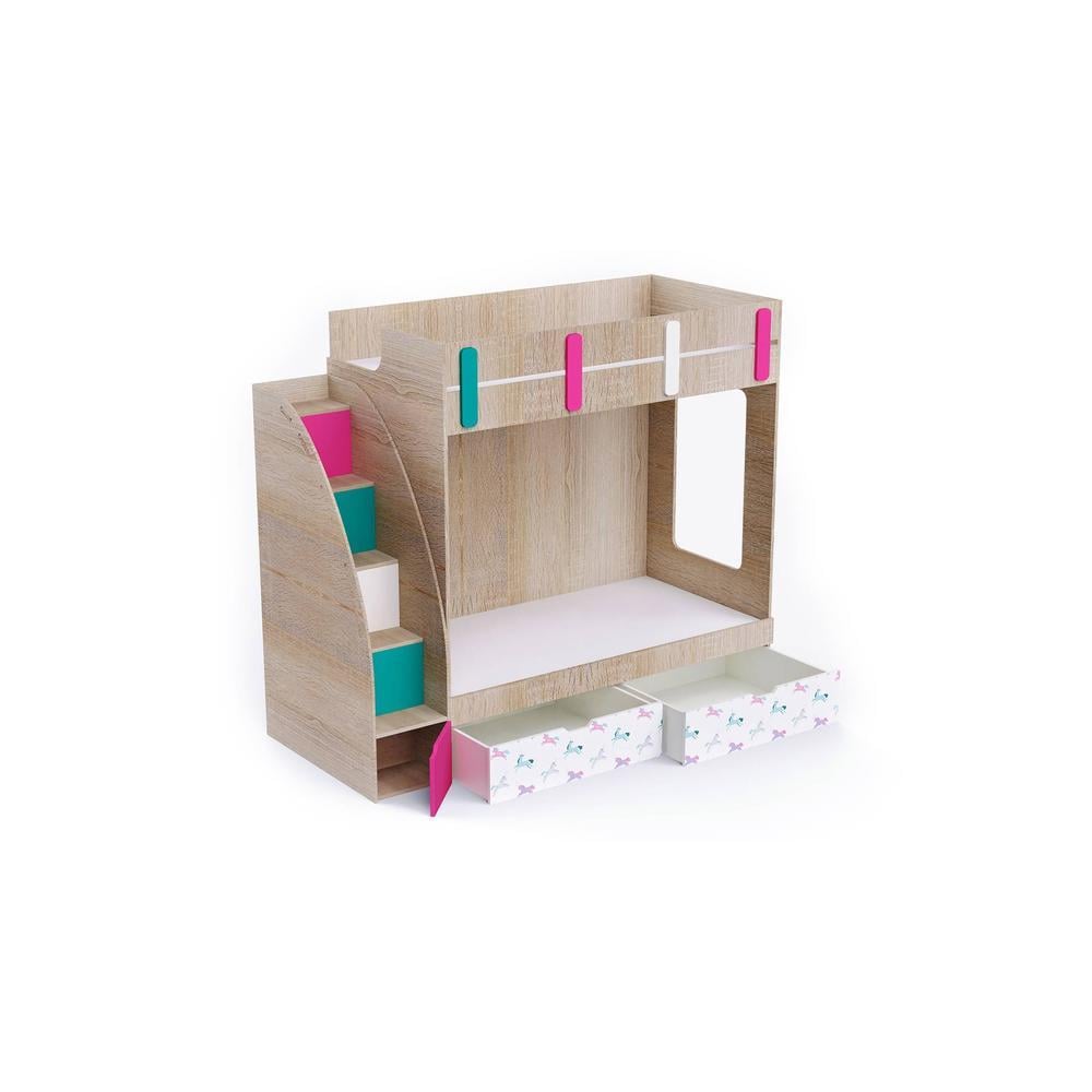 Pinwheels Bunk Bed with Storage in Oak Colour BKBB042