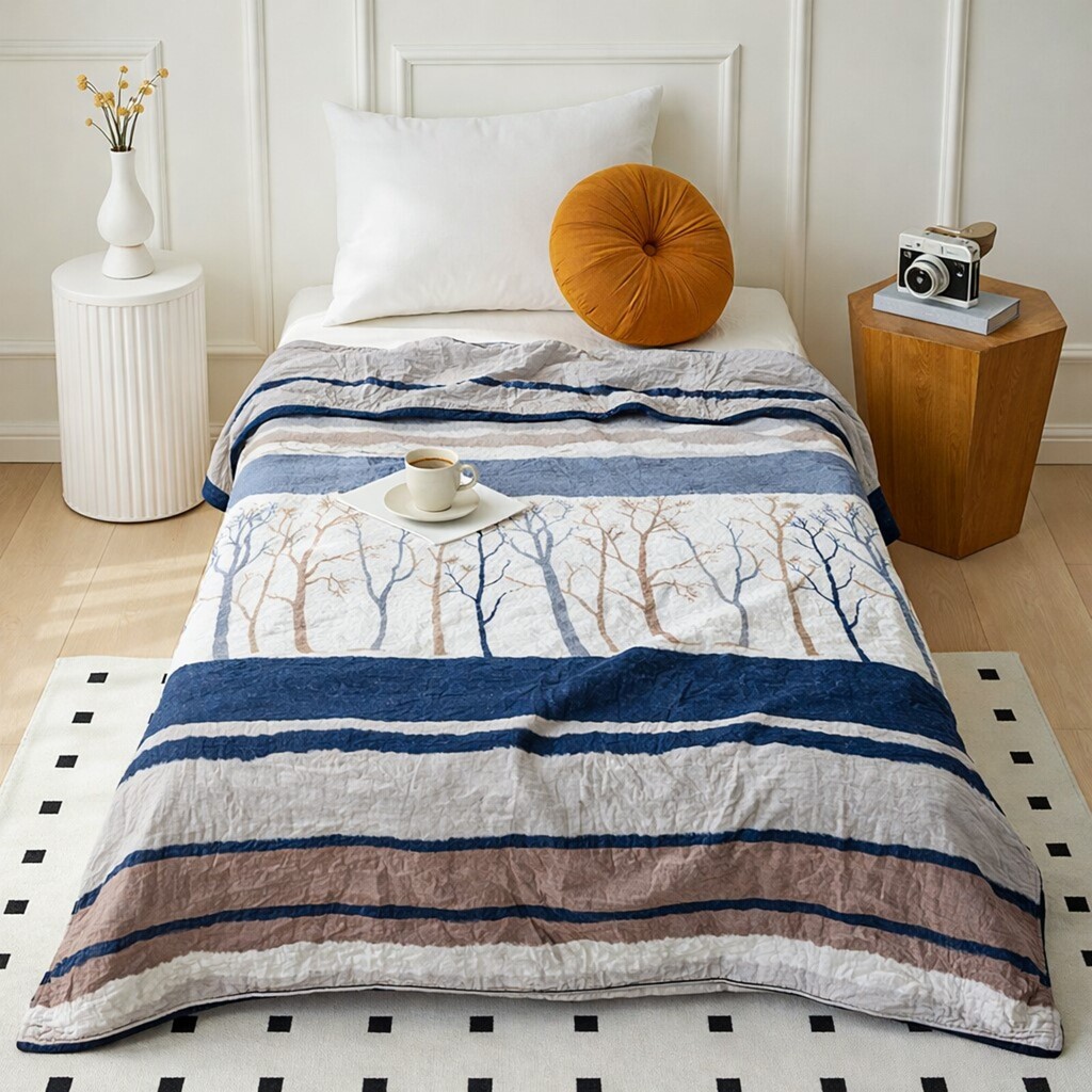 Luna Multicolor Abstract Wool Single Bed Blanket 350 Gsm - Threads