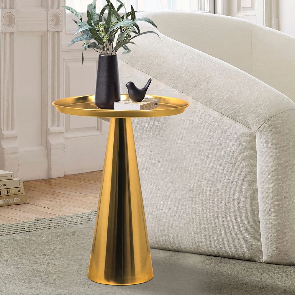 Metalsmith Designer Cone Side Table – Metal, Gold Finish
