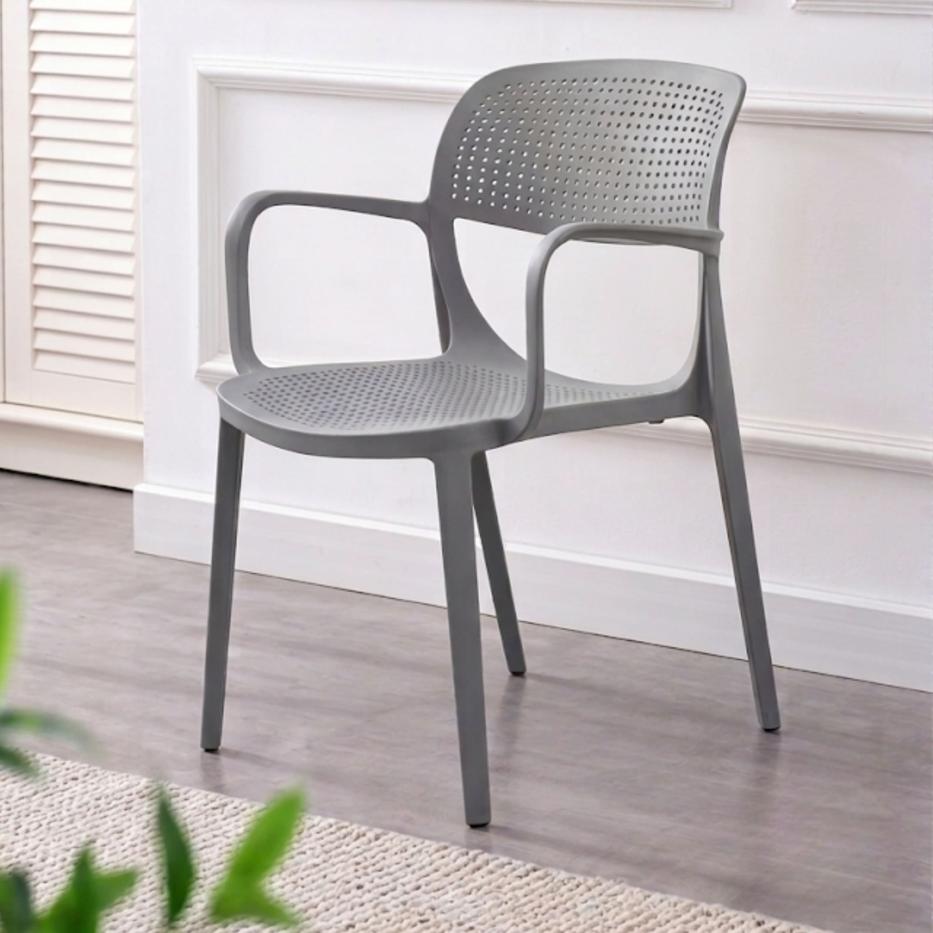 Kepler Brooks Vola Cafeteria Dining Chair in Grey Colour