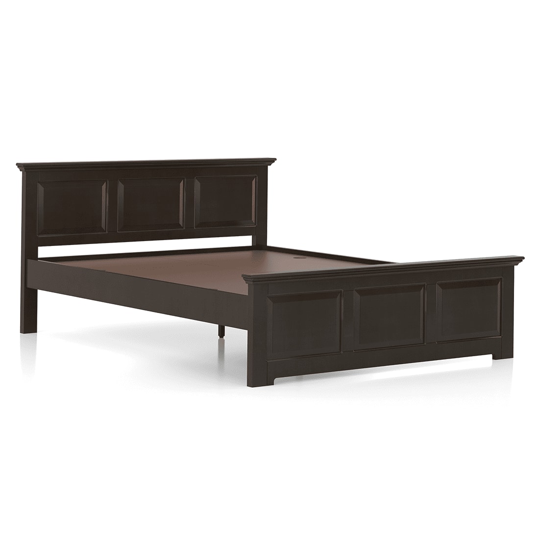 Alexandra Solid Wood King Size Non Storage Bed in American Walnut Finish